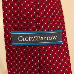 Croft & Barrow Red Geometric Tie 100% Silk